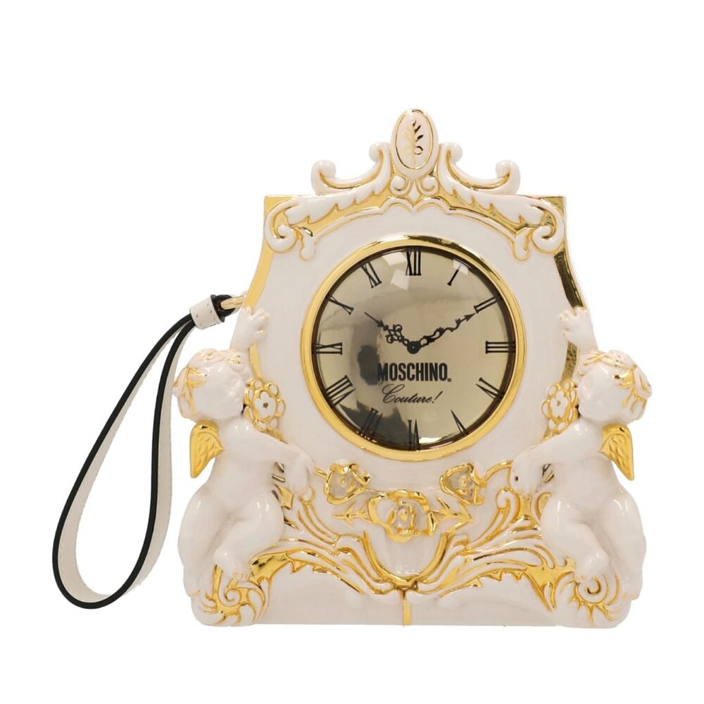 AW22 MOSCHINO Couture Jeremy Scott White Clock Sculpted Ancient Clutch Handbag